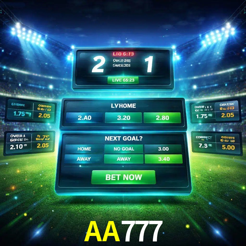 Vista de apuestas en vivo AA777 durante un partido en curso
